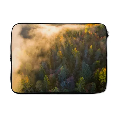 Produktbild von MuchoWow® Laptop Hülle 13 Zoll Wald - Nebel - Sonnenuntergang Laptoptasche - Laptophülle - Sleeve - Rundumschutz
