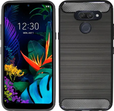 Produktbild von cofi1453® Silikon Hülle Carbon kompatibel mit LG K50 TPU Case Soft Handyhülle Cover Schutzhülle Schwarz