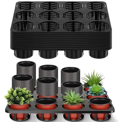 Produktbild von Pflanztray 10er Set 12 Zellen Kunststoff 42,5cm für 9,5-10cm Töpfe stabil Anzucht Transport Garten Gewächshaus