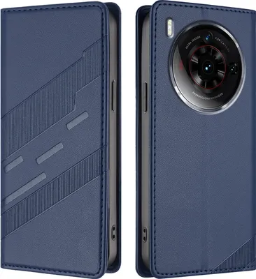 Produktbild von Hülle für ZTE nubia Z50S Pro, Kunstleder Brieftaschen Handyhülle mit Kartenfach und Standfunktion Blau