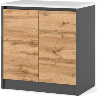 Zdjęcie produktu dla Szafka Kuchenna Stojąca Z Blatem Modułowa Bella 80Cm Szary Mat Dąb Wotan