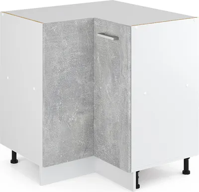 Produktbild von Vicco Eckunterschrank R-Line, 75.6 cm ohne Arbeitsplatte, Beton/Weiß