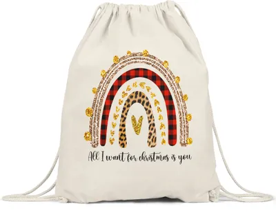 Produktbild von All I Want For Christmas Turnbeutel Gymsack  Geschenkidee Liebe Freundin Freund Liebesbotschaft Süßes Motiv für Weihnachten