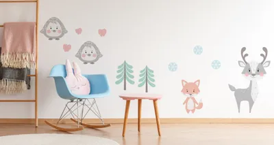Obrázek produktu pro Muralo Nástěnná samolepka Polar Animals 50 x 100 cm Nástěnné tetování Samolepky Set Dětský pokoj XXL