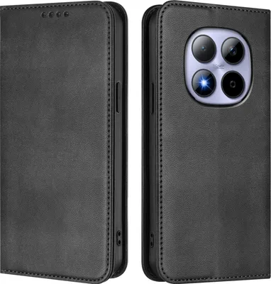 Produktbild von Handyhülle für Xiaomi Redmi Note 15 Pro 5G, Vintage Leder RFID Schutz Kartenfach Standfunktion Magnetische Klapphülle Schwarz