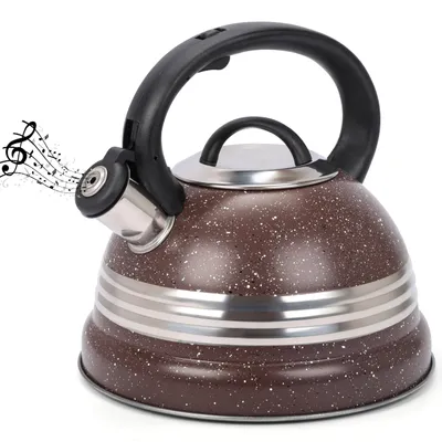 Produktbild von Belle Vous Brauner Pfeifkessel - 3L Teekanne für den Herd/Induktionsherd - Edelstahl Wasserkessel Induktion - Teekessel Induktion - Wasserkocher