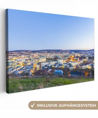 Zdjęcie produktu dla OneMillionCanvasses® - Obraz na płótnie - 140x90 cm, krajobraz Stuttgartu, dekoracja ścienna - zdjęcie na płótnie - obraz na drewnianej ramie