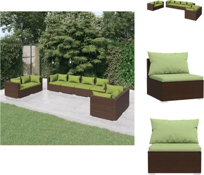 Produktbild von vidaXL 8-tlg. Garten-Lounge-Set mit Kissen Poly Rattan Braun -  Gartenmöbel-Sets