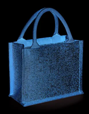 Immagine prodotto di Westford Mill W431 | Shimmer Jute Mini Gift Bag 26 x 22 x 14 cm - Colore: Naturale/Oro - Taglia: Unica