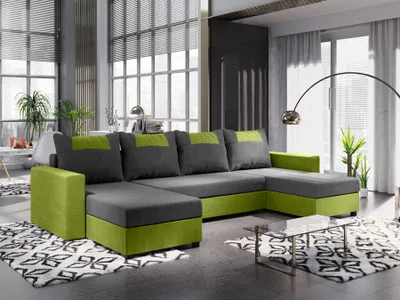Produktbild von FEDVE Ecksofa Eckcouch mit Schlaffunktion SID mit Bettkasten form U
