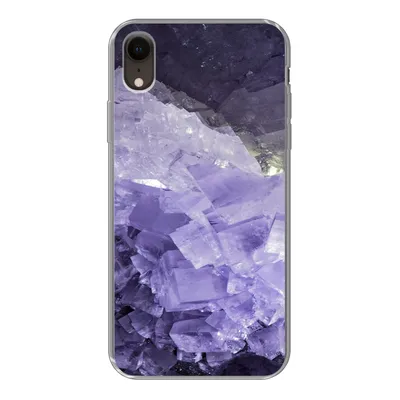 Produktbild von MuchoWow® Handyhülle Schutzhülle Hülle für iPhone XR Naturstein - Lila - Kristalle Silikon Softcase Handy Hülle - Schutzdeckel