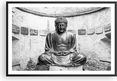 Produktbild von Gerahmtes Poster - Schwarzer Rahmen - Japanisch Buddha Statue - 91,5x61 cm - Wand Bild - Wanddeko - Wandbilder - Wandposter - Bilderrahmen - Bilder - Kunstdruck - Wandbild - P2BAA91x61-4329