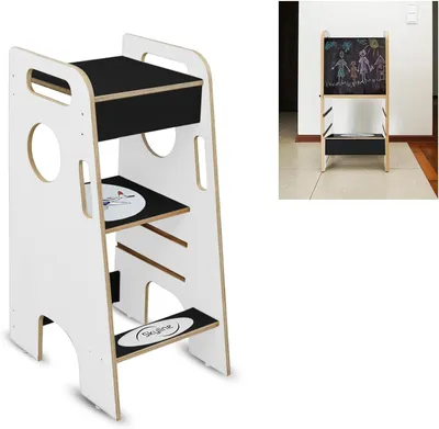 Produktbild von Skyline Steh und Lernturm Baby ab 1 Jahr Montessori Learning Tower Tritthocker Kinder Kitchen Helper Kinderhochstühle Tafel
