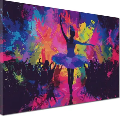 Produktbild von Abstrakt Ballerina Pop Art Wandbild Leinwandbild Kunstdruck XL Wanddeko: 120x80x2cm