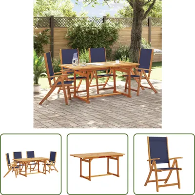 Produktbild von The Living Store 5-tlg. Garten-Essgruppe Massivholz Akazie und Textilene