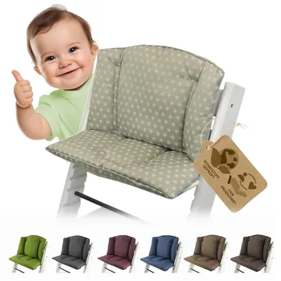Produktbild von BAMBINIWELT Ersatzbezug, Kissen-Set für Hochstuhl/Kinderstuhl Stokke Tripp Trapp, Sitzverkleinerer (STERNE beige)