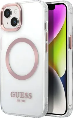 Image de Guess, Magsafe Hülle Gold Outline Apple iPhone 14, Transparent
