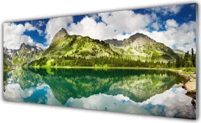 Produktbild von Acrylglasbilder 125x50 Wandbild Druck Gebirge See Landschaft