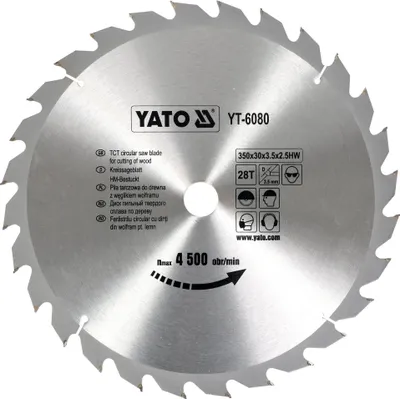 Produktbild von Yato YT-6080, Kunststoff, Holz, 35 cm, 3 cm, Hartmetall-bestücktes Wolfram (TCT), 2,5 mm, 4500 RPM