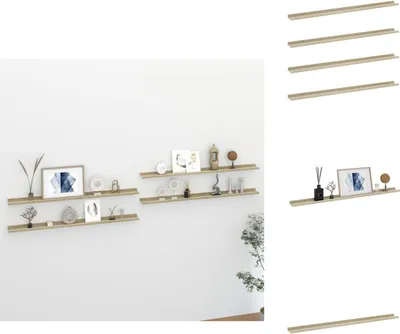 Produktbild von vidaXL Wandregale 4 Stk. Weiß und Sonoma-Eiche 115x9x3 cm -  Wandregale