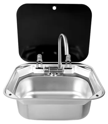 Produktbild von Camping Spüle Set mit Wasserhahn und Rohren, Handwaschbecken für Wohnmobile