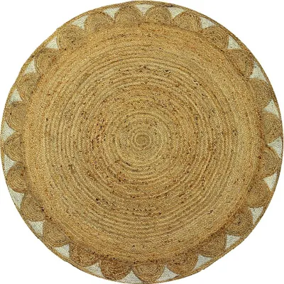 Image de Tapis rond - Motif floral - 100 % jute - 200 cm - Couleurs naturelles - INDIRA