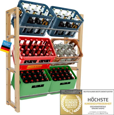 Produktbild von Dimono Getränkekistenregal aus Bambus Holz für 6 Kästen - Stabiler Kistenständer Flaschenregal Getränkeregal für Küche, Keller & Vorrat
