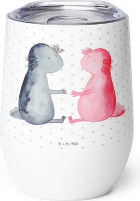 Produktbild von Mr. & Mrs. Panda Thermobecher Axolotl Liebe - Weiß - Geschenk, kaffee tasse, Wein, Isolierbecher, Paar, Valentinstag, Thermo Becher, thermosbecher