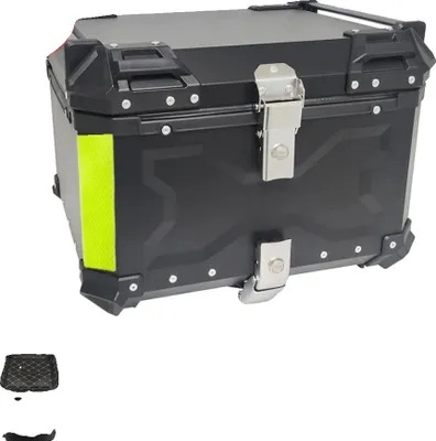 Image de Topcase moto, étanche, caractéristiques de sécurité réfléchissantes, 55L noir