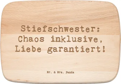 Produktbild von Mr. & Mrs. Panda Schneidebrett Spruch Stiefschwester Liebe - Transparent - Geschenk, Familienleben, Holzbrett, persönliche Geschenke, massivholzbrett, Geburtstage