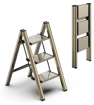 Produktbild von Trappenstufenhalterung mit 3 Stufen - Klappbarer Aufstiegshocker aus Aluminium - Leichtgewicht