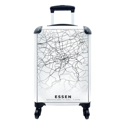 Produktbild von MuchoWow® Koffer Handgepäck Trolley Rollkoffer Kleine Reisekoffer mit 4 Rollen - Karte - Essen - Stadtplan - Cabin Size < 55x40x23 cm & 55x40x20 cm - Fotokoffer - Kabinenkoffer - Boardgepäck - Reise-Box - Reisekoffer - Reisegepäck - Koffer mit Bild - Trolley für Kinder
