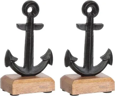 Produktbild von Dekorative Anker auf Sockel aus Mangoholz, 2er Set