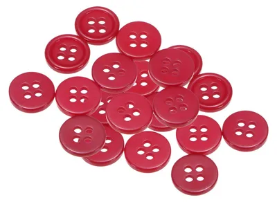 Produktbild von 20 rote Nähknöpfe, 11,5 mm, aus Kunststoff, für Bastelarbeiten