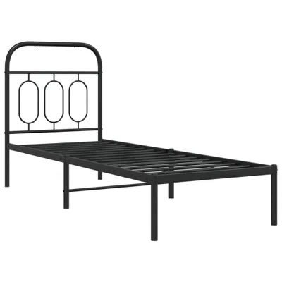 Produktbild von Bettgestell mit Kopfteil Metall Schwarz 75x190 cm