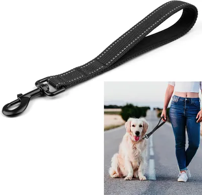 Produktbild von Hundeleine Kurz Mit Gepolstertem Griff,(30 cm Länge, 2.5 cm Breite) für Trainingsleine, Reflektierend Nylon Schleppleine für Große Mittlere und Kleine