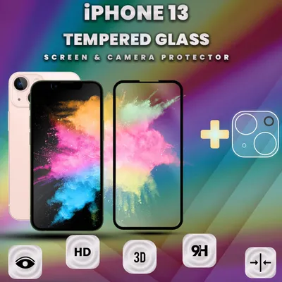 Produktbild von 1-Pack iPhone 13 Displayschutzfolie & 1-Pack Kameraschutz - Gehärtetes Glas 9H - Super Qualität 3D