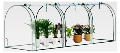 Produktbild von Kleines Gewächshaus, Foliengewächshaus aus transparentem PVC, 270 x 90 x 90 cm, Pflanzenaufzucht, wetterfest und Winterschutz, für Garten oder Balkon
