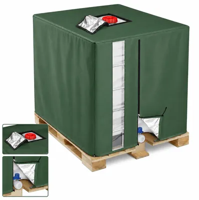 Produktbild von IBC Wassertank Abdeckung 1000L, wetterfeste Schutzhaube aus 420D Oxford-Gewebe, UV-Schutz mit Sichtfenster für Regenwassertank und Garten