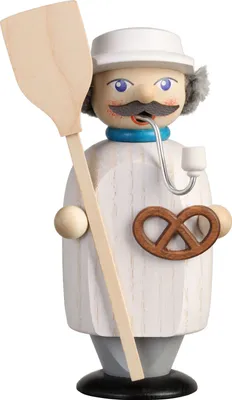 Produktbild von Seiffener Volkskunst Räucherfigur kleiner Geselle Bäcker - Größe: ca. 14cm - 12258