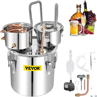 Obrázek produktu pro VEVOR moonshine still, 50 litrů vodní alkoholový destilátor moonshine still s dvojitým kondenzátním čerpadlem, zařízení na destilaci moonshine alkoholu z nerezové oceli, destilační přístroj destilační přístroj