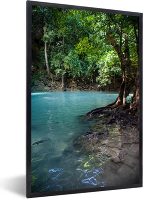 Produktbild von MuchoWow® MuchoWow® Gerahmtes Poster Ein See im Erawan-Nationalpark in Thailand 40x60 cm - Poster mit zchwarzem Bilderrahmen - Papierdruck - Wandbilder