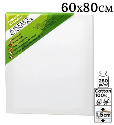 Obrázek produktu pro Plátno na rámovém podkladu – malířské plátno – 60 x 80 cm – 100% bavlna – bílá barva – dřevěný rám – vhodné pro akrylové a olejové barvy