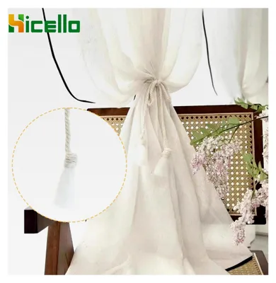 Produktbild von Raffhalter für Vorhänge, Voile-Raffhalter in Beige, Vorhangseil mit Spitze, 1 Paar