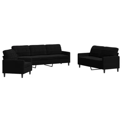 Image de vidaXL Ensemble de canapés 3 pièces avec coussins Noir velours