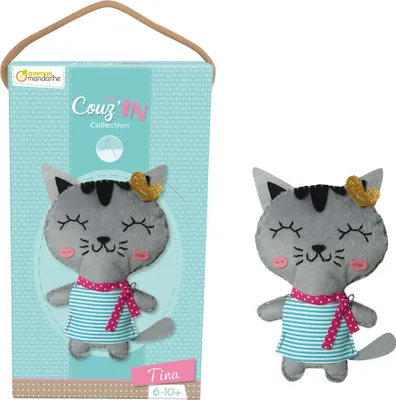 Image de Figurine de chat en feutre, kit de bricolage avec matériel et instructions - dès 7 ans