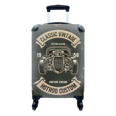 Produktbild von MuchoWow® Koffer Handgepäck Trolley Rollkoffer Kleine Reisekoffer mit 4 Rollen - Auto - Oldtimer - Zeichnung - Cabin Size < 55x40x23 cm & 55x40x20 cm - Fotokoffer - Kabinenkoffer - Boardgepäck - Reise-Box - Reisekoffer - Reisegepäck - Koffer mit Bild - Trolley für Kinder