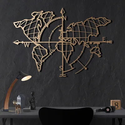 Immagine prodotto di Wallity, World- BSG1139, Oro, Altri complementi d'arredo, 65 x 95 cm, 100% metallo (spessore: 2 mm)