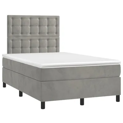 Image de vidaXL Lit boxspring avec matelas gris clair 120x200 cm velours