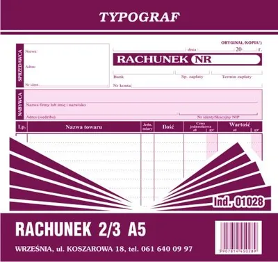 Produktbild von Standardrechnungsformular für die professionelle Buchhaltung im Format 2/3 A5